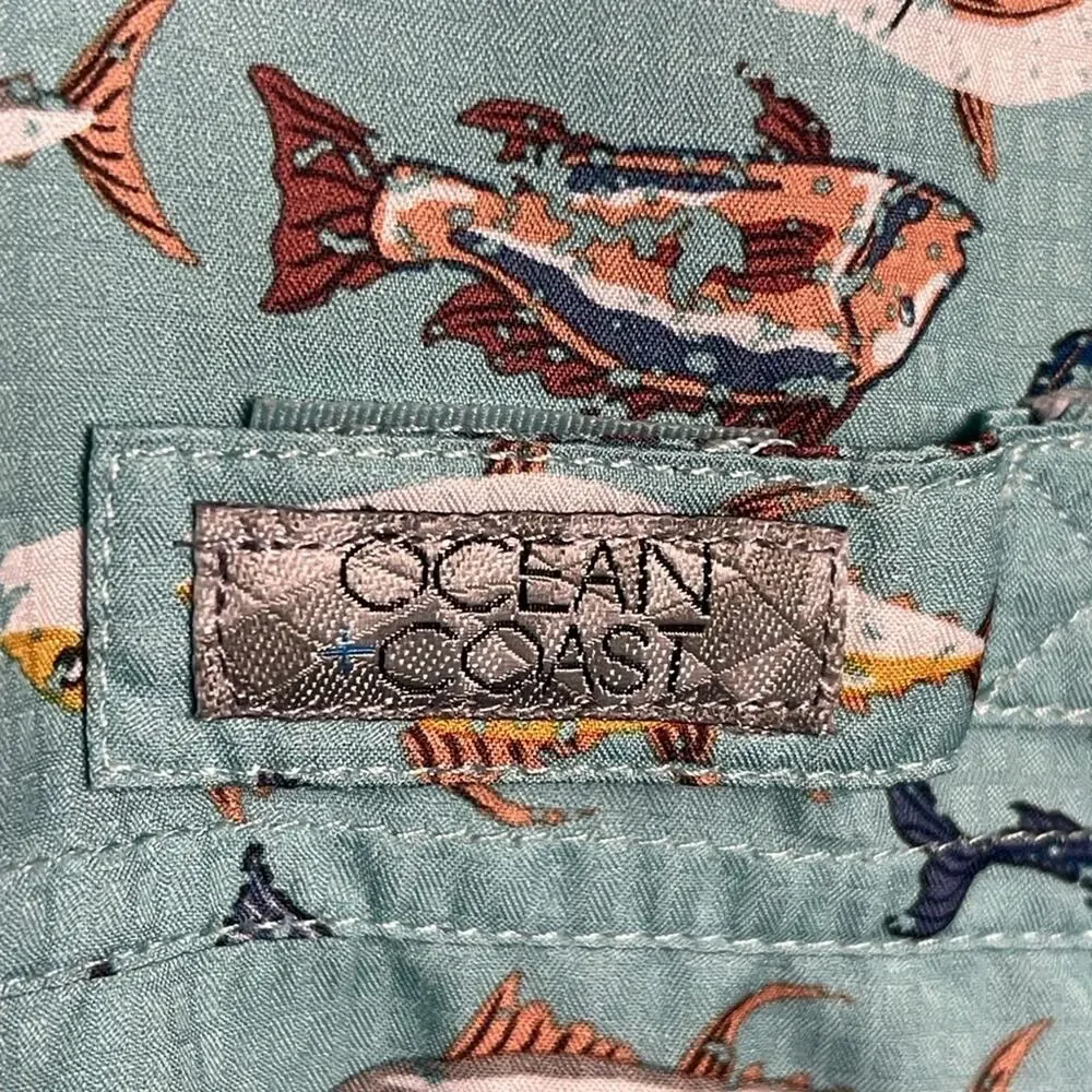 Men's Ocean Coast Green Fishing Shirt Size L